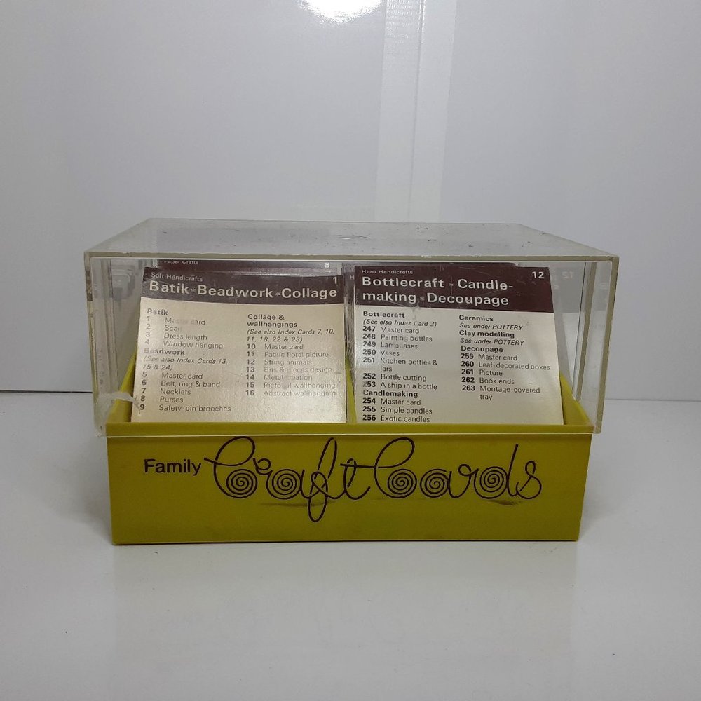 Family Craft Cards w/ Box 1970s Homeschooling Crafting Knitting Woodworking Ect